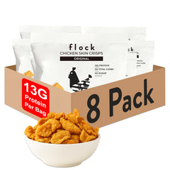 Flock chips presentación delantera mostrando paquete original y beneficio proteico
