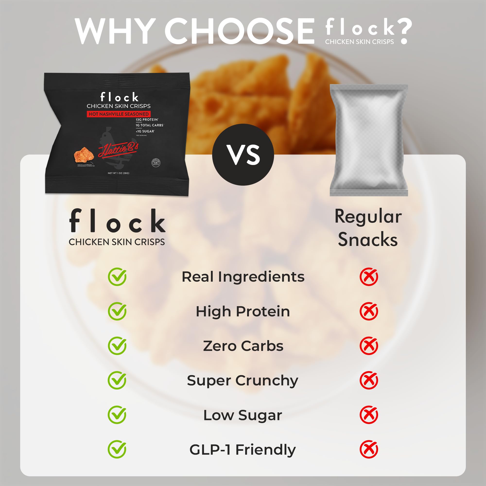 Flock etiqueta con ingredientes reales, beneficio: transparencia y limpieza
