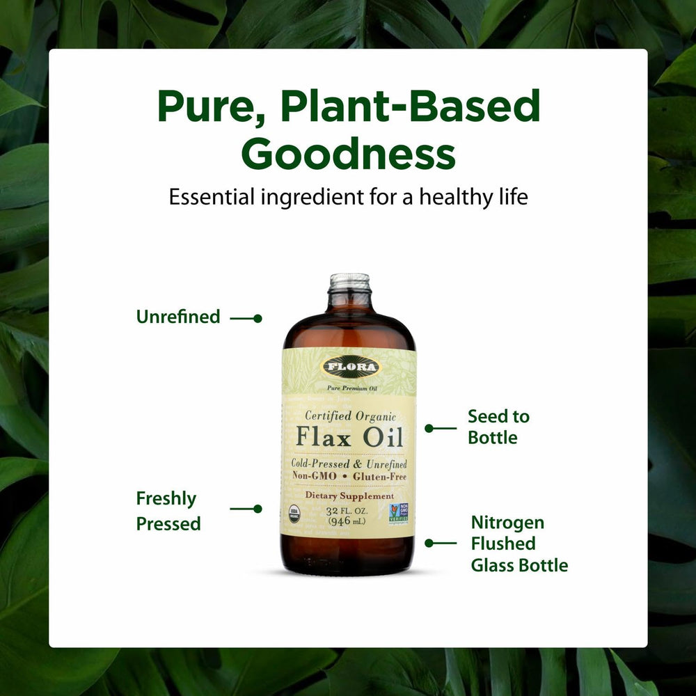 Flora Aceite de Linaza, uso diario en ensaladas para sabor suave.