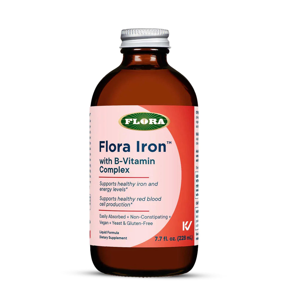 Flora Hierro con B-Vitaminas: vista frontal del frasco para dosis diaria