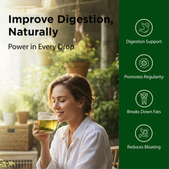 Flora Swedish Bitters ingredients close-up showing 11-herb blend for digestion.