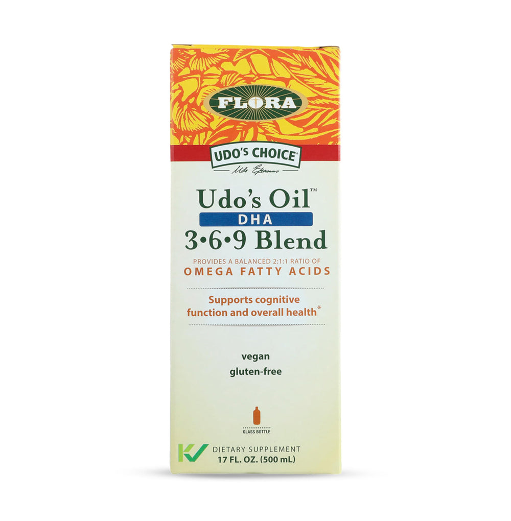 Flora Udo's Oil DHA 3-6-9, vertido de botella para uso diario de aceite vegetal