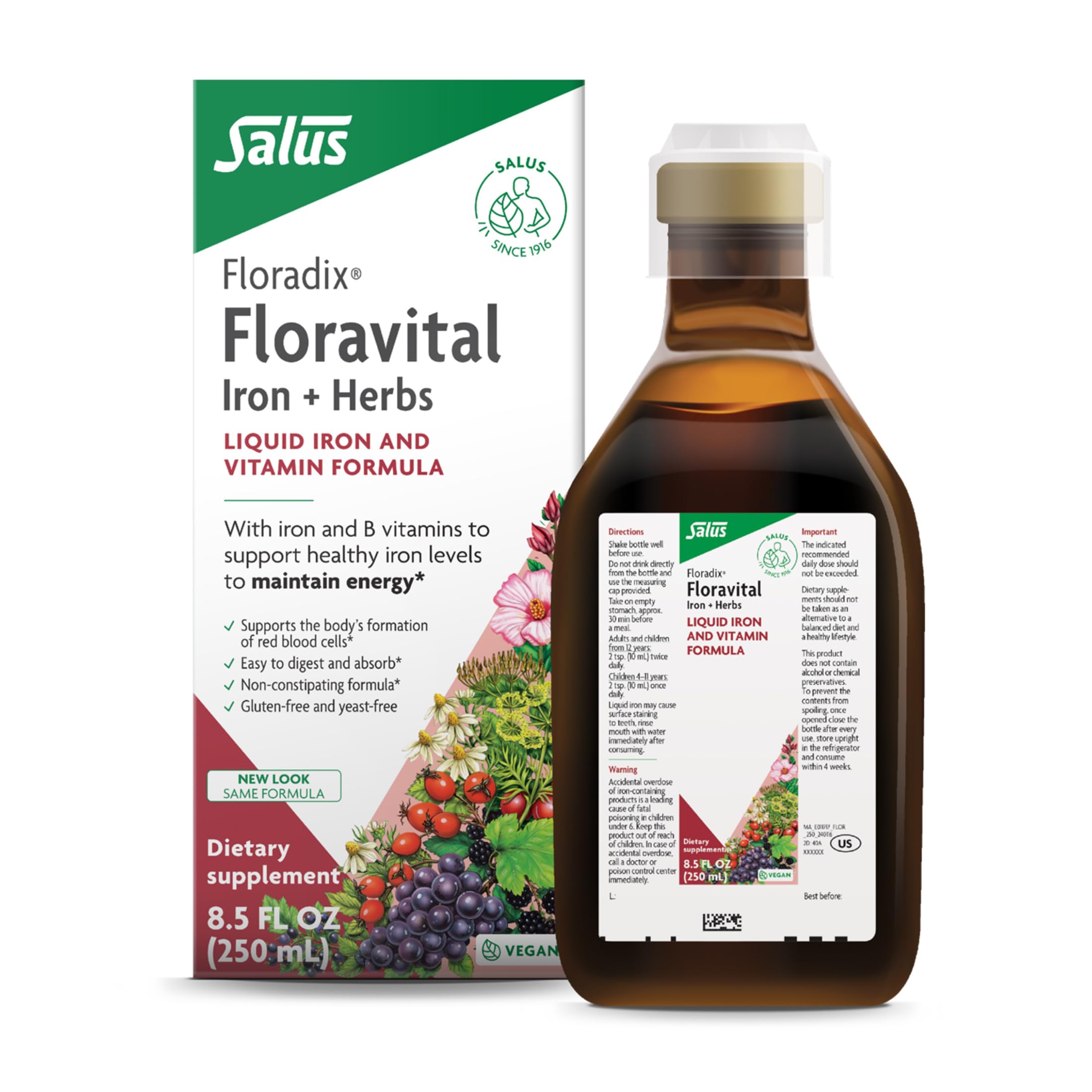 Floradix Floravital frente del envase mostrando etiqueta clara y beneficios