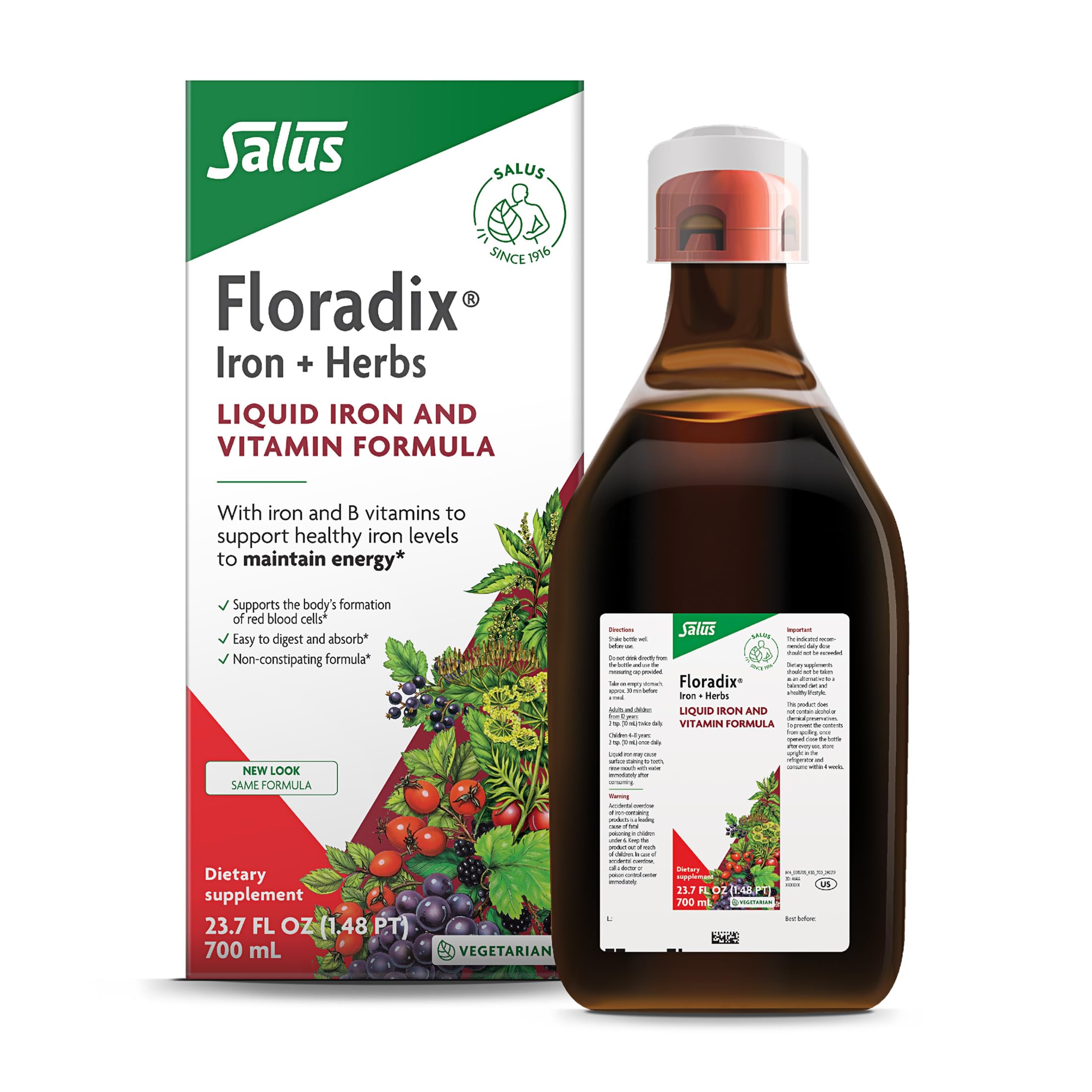 Floradix botella frontal mostrando el envase y beneficios claros