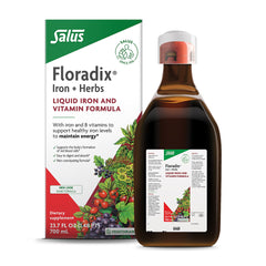 Floradix botella frontal mostrando el envase y beneficios claros