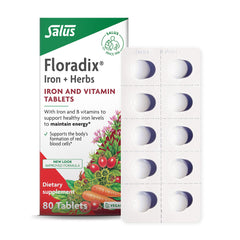 Floradix frente del envase mostrando la marca y beneficios