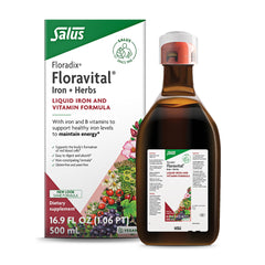 Floradix botella frontal mostrando la etiqueta y fácil identificación del producto