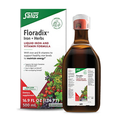 Floradix botella frontal mostrando etiqueta y fácil identificación del producto