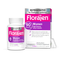 Florajen envase frontal mostrando 90 cápsulas y beneficios