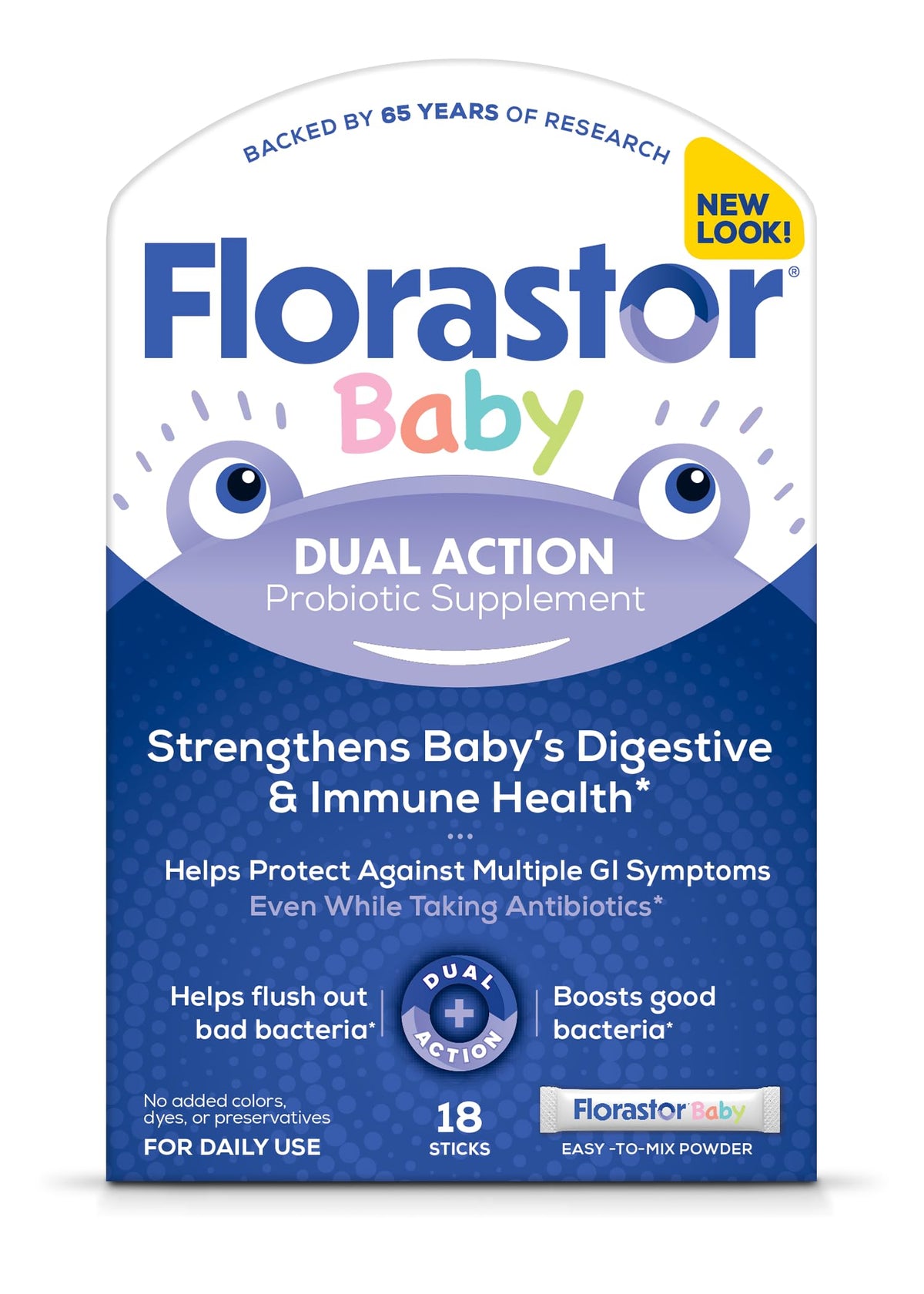 Florastor paquete frontal mostrando sticks monodosis y facilidad de uso