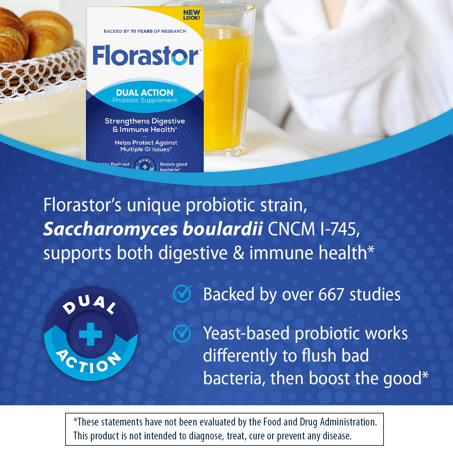 Florastor primer plano de cápsula vegetal para fácil ingestión y estabilidad