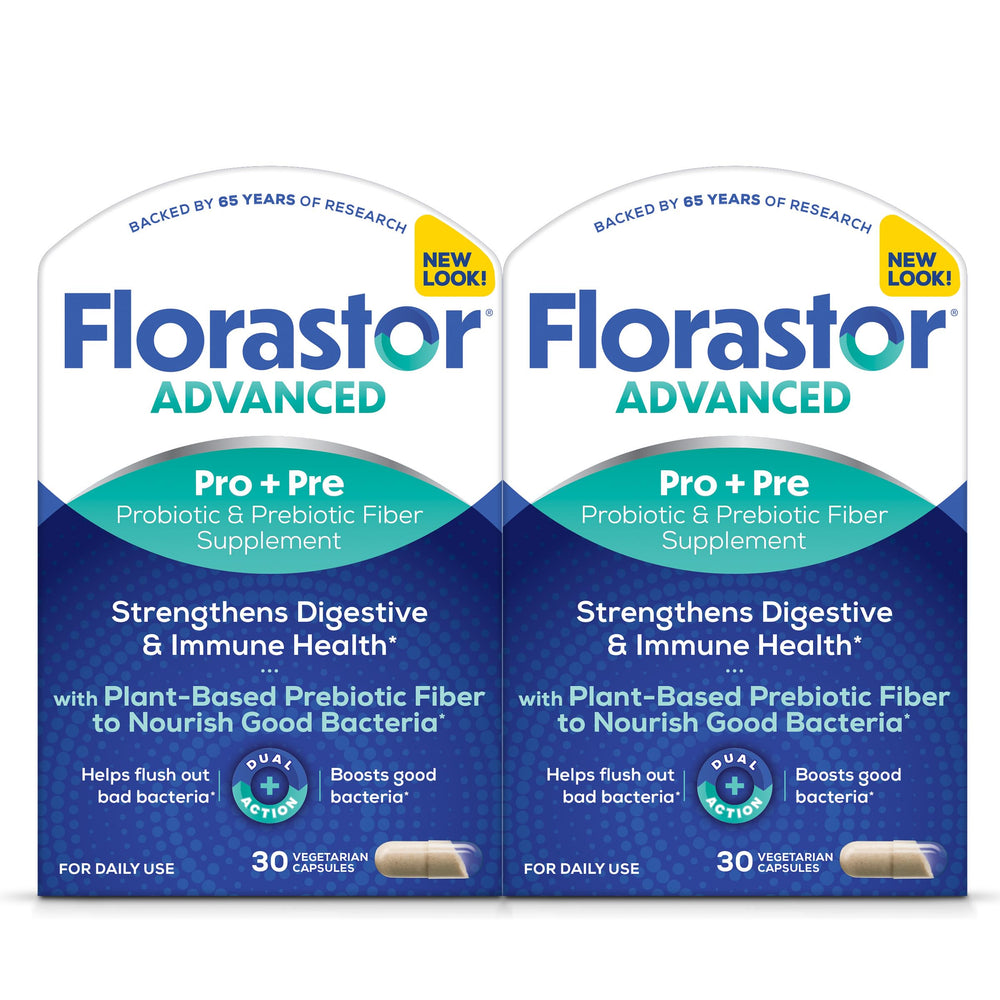 Florastor frontal del empaque mostrando marca y beneficio digestivo