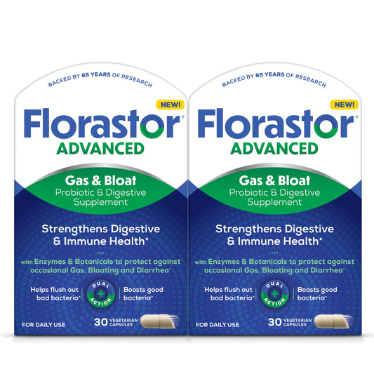 Florastor envase frontal mostrando diseño y beneficios para digestión