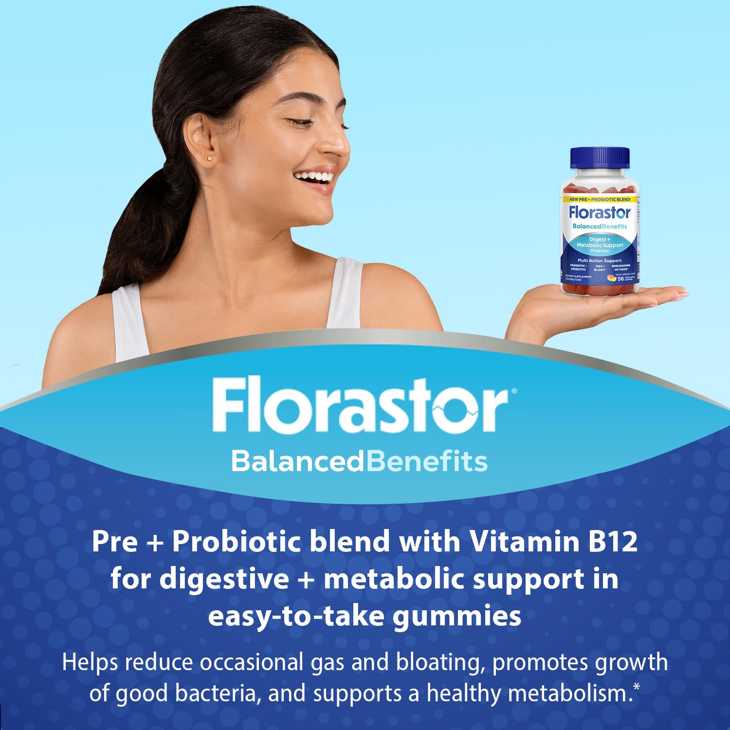 Florastor gomitas primer plano, textura atractiva y sabor durazno-limonada
