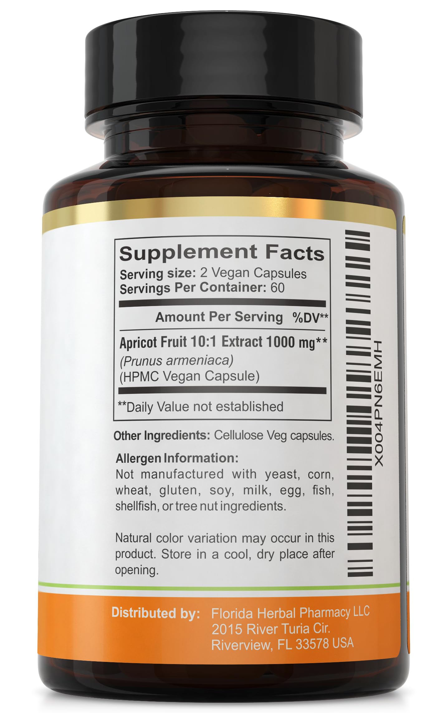Florida Herbal Pharmacy cápsula sostenida en mano para referencia de tamaño