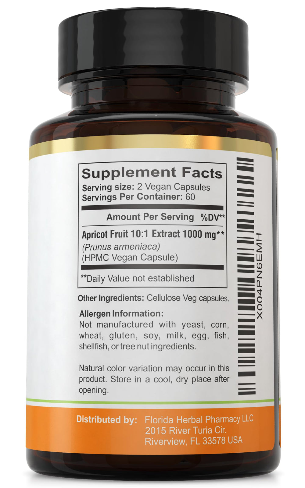 Florida Herbal Pharmacy cápsula sostenida en mano para referencia de tamaño