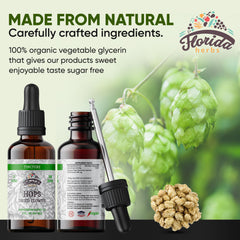 FLORIDA HERBS gotas del extracto en fondo blanco, textura concentrada