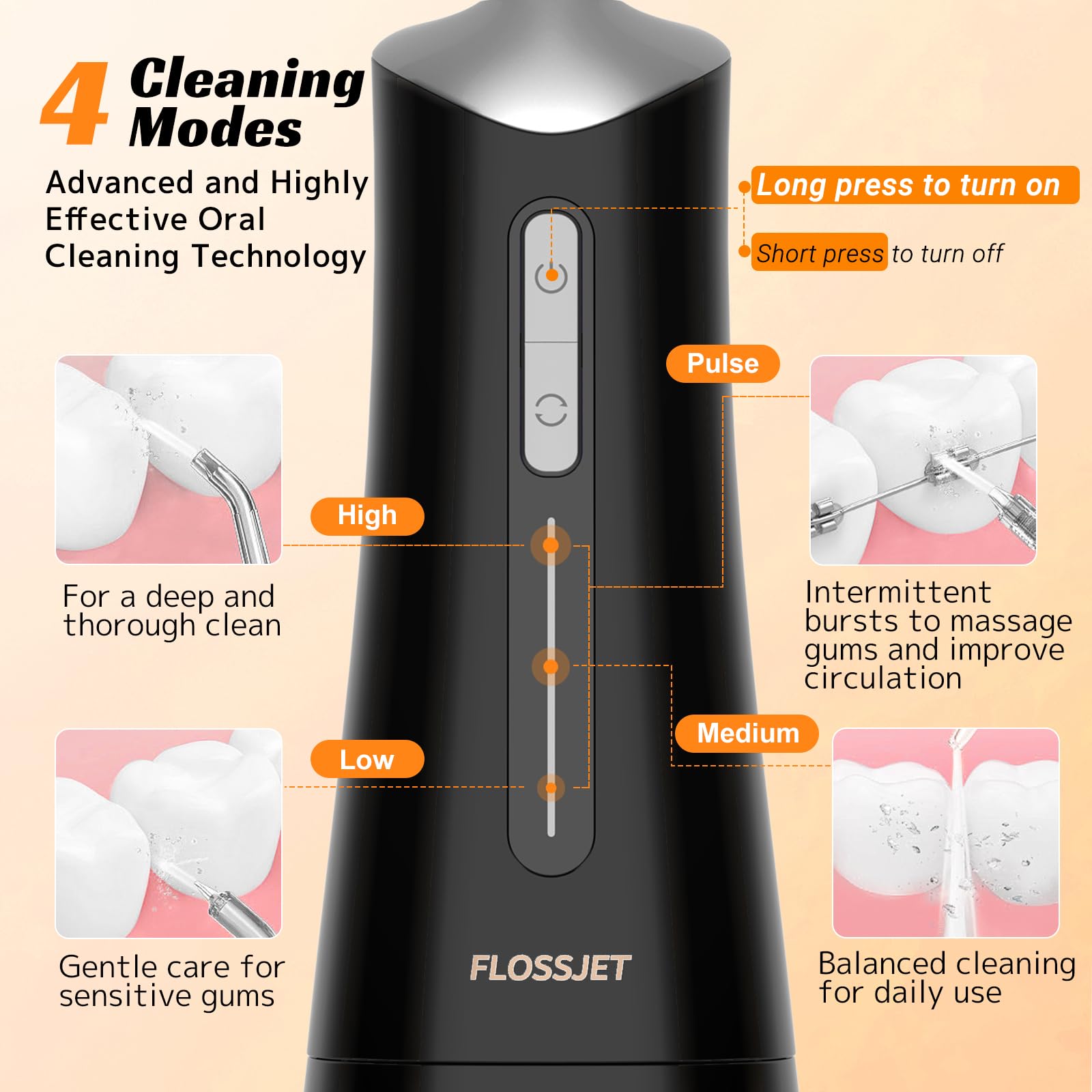 FlossJet tanque desmontable de 300 ml abierto para relleno y limpieza rápida sin residuos