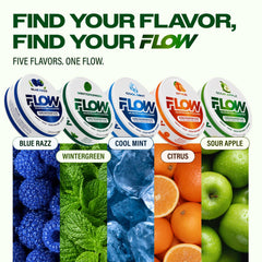 Flow Pouches lifestyle con manzanas ácidas para representar sabor fresco