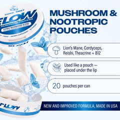 Flow Pouches lata abierta con sobres visibles, conveniencia y almacenamiento seguro