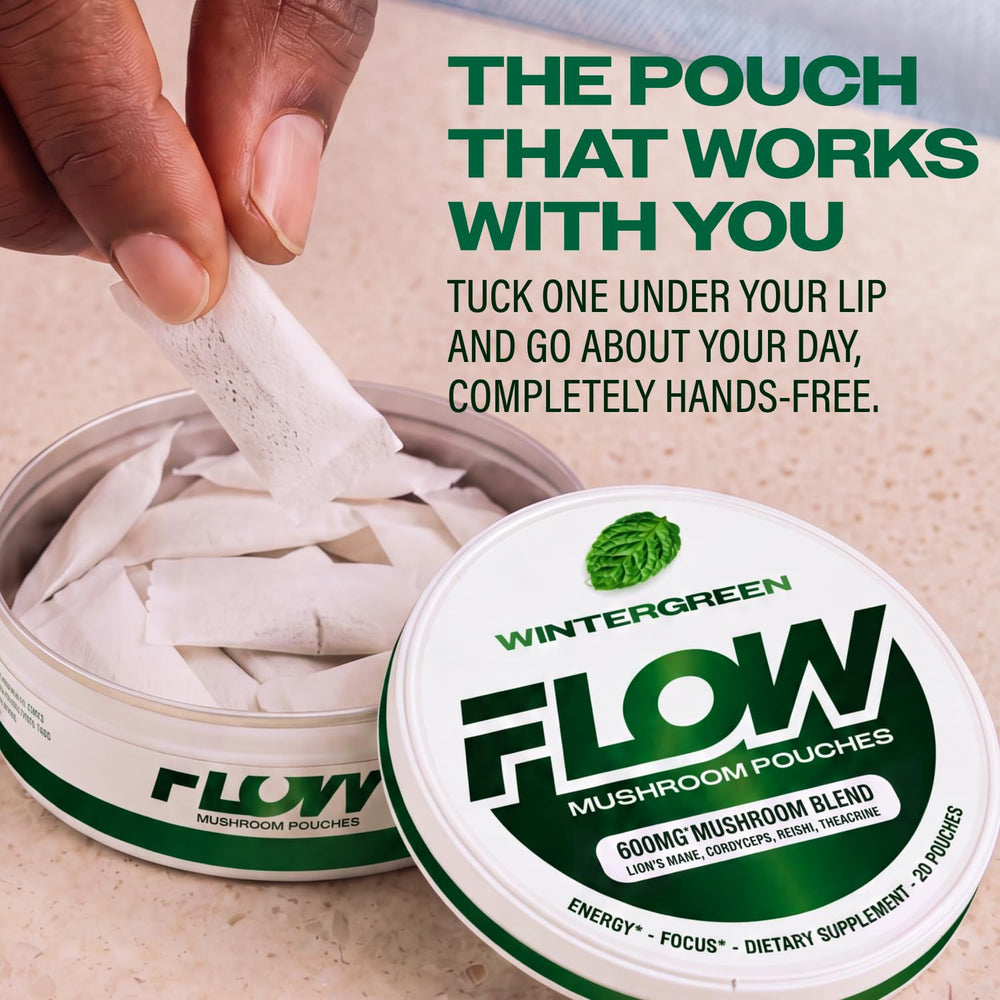 Flow Pouches cinco latas agrupadas con 100 sobres listos para usar