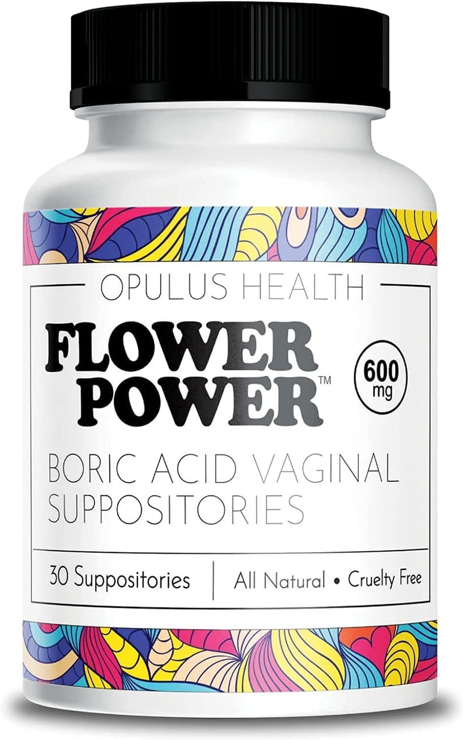 Flower Power tubo frontal del producto mostrando diseño y cantidad 30 cápsulas