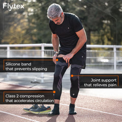 Flytex rodillera XL junto a una regla para referencia de talla
