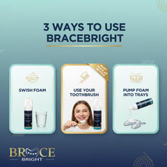 Persona usando Foam Bright con cepillo para limpiar brackets