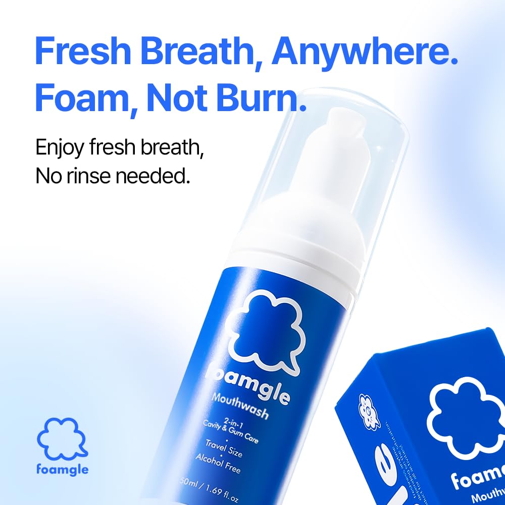 Foamgle en uso por viajero en oficina para frescura inmediata