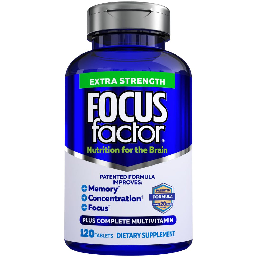 Focus Factor envase frontal mostrando información de la fórmula y beneficios
