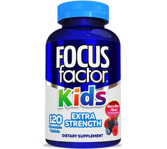 Focus Factor frasco 120 masticables mostrando presentación y conveniencia