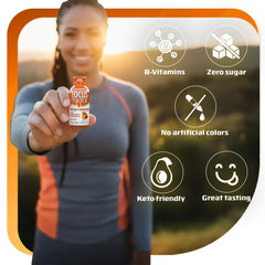 Focus Factor shot en mano listo para beber, ofrece energía inmediata y portabilidad