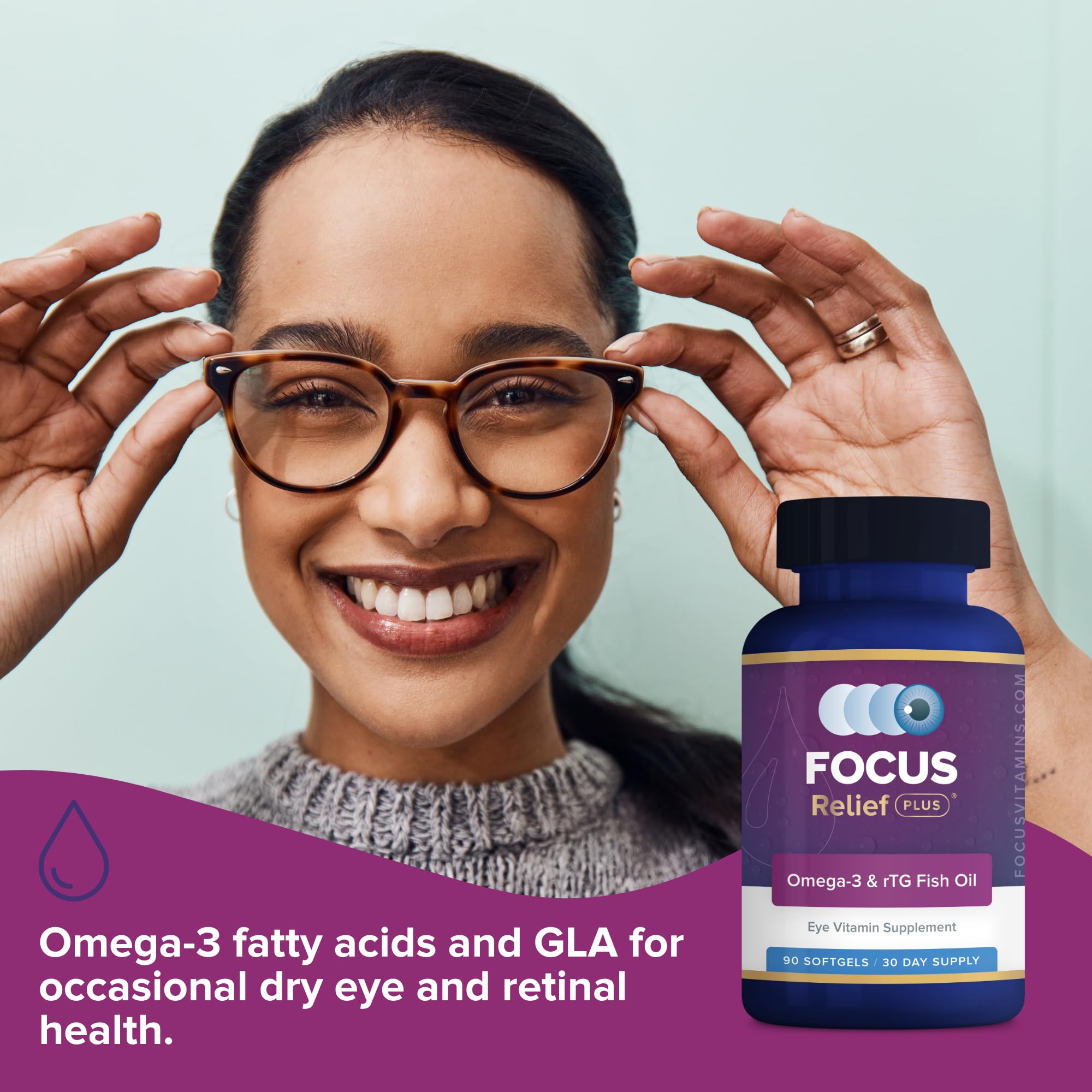 Focus Vision Supplements comparación de tamaño de cápsula, dosis clara y manejable