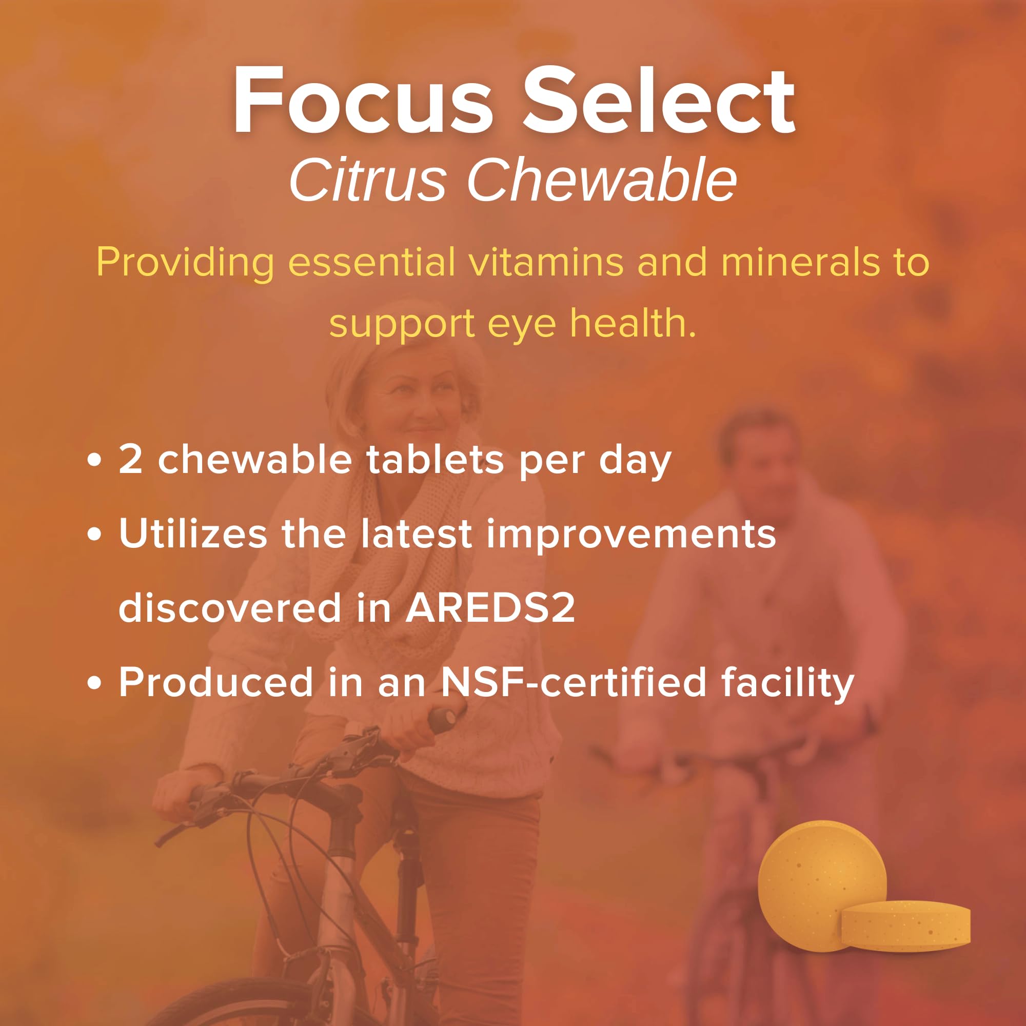 Focus Vision Supplements etiqueta con lista de nutrientes AREDS2 y transparencia