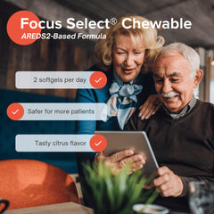 Focus Vision Supplements tableta sabor cítrico sobre mesa que sugiere toma diaria