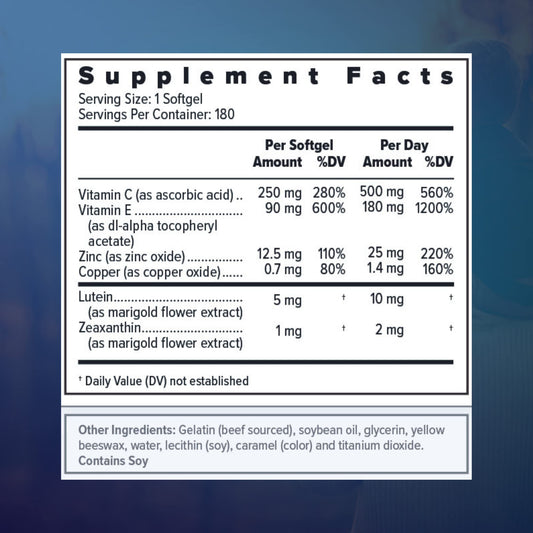Focus Vision Supplements primer plano de cápsula suave y textura fácil de tragar