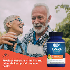 Focus Vision Supplements comprimidos junto a platos representando toma mañana y noche