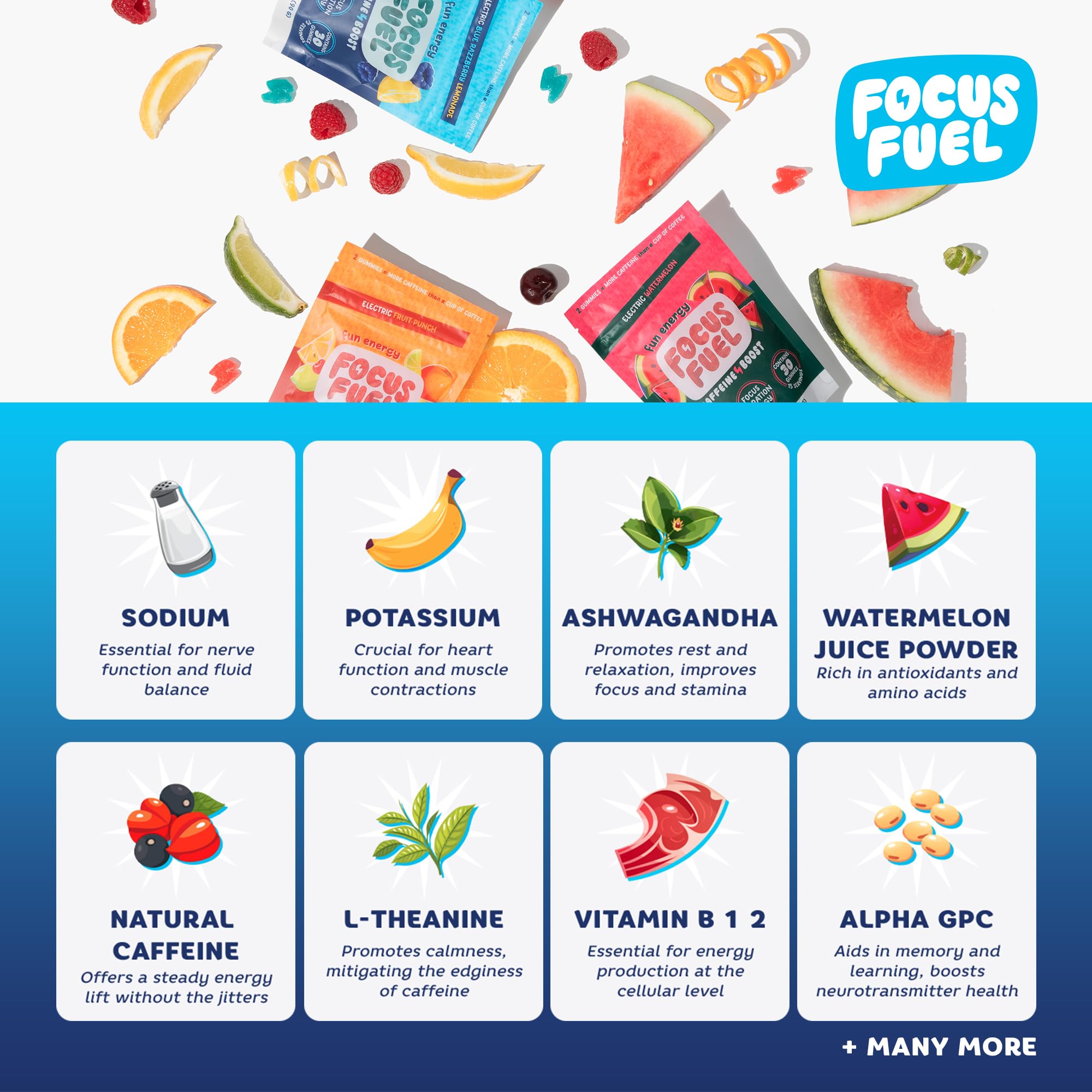 FocusFuel gomita en uso en escritorio, mejora enfoque durante trabajo
