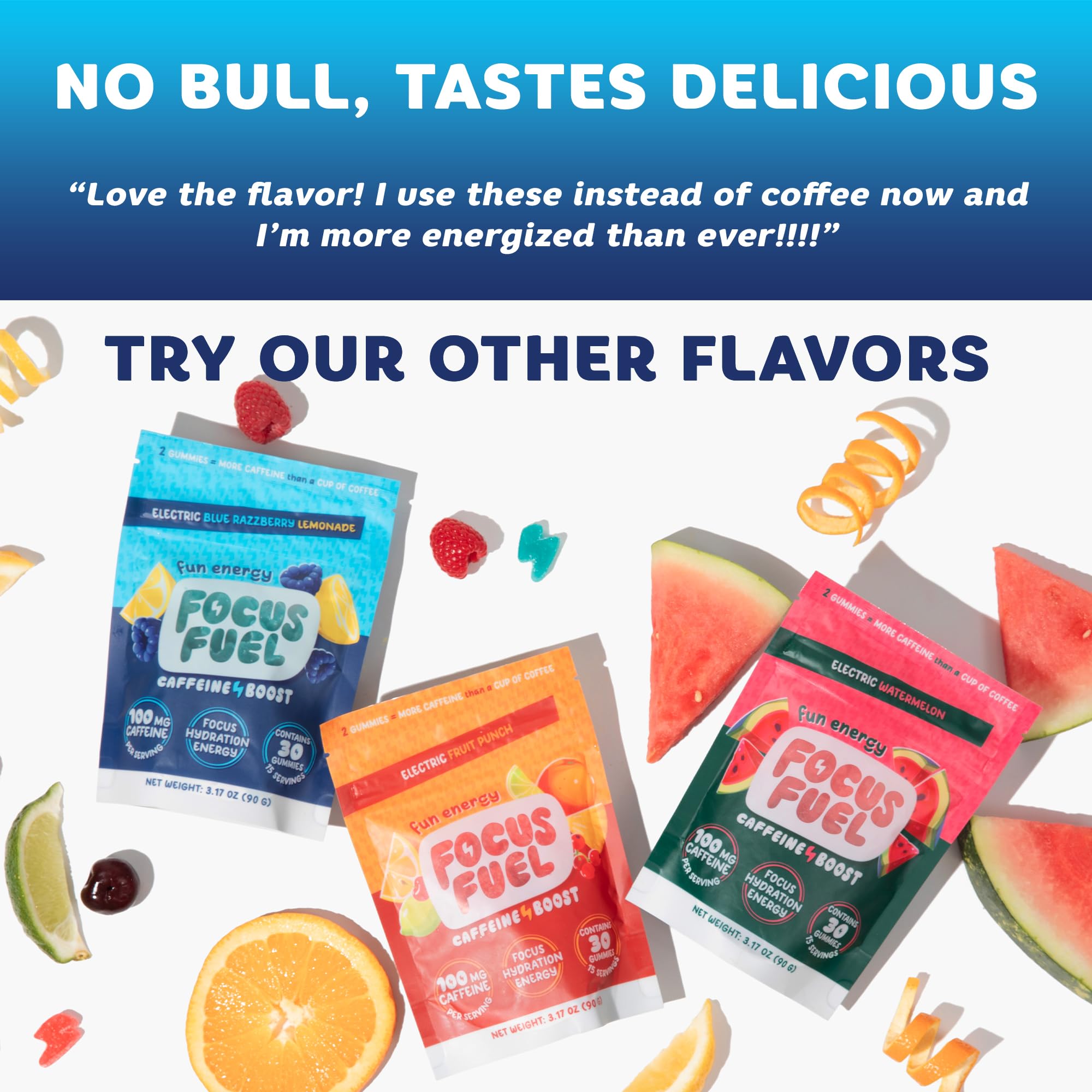 FocusFuel etiqueta de ingredientes destacando nootrópicos y cafeína natural