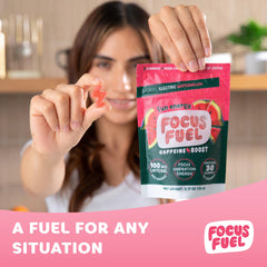 FocusFuel etiqueta nutricional legible que muestra 100 mg de cafeína por porción