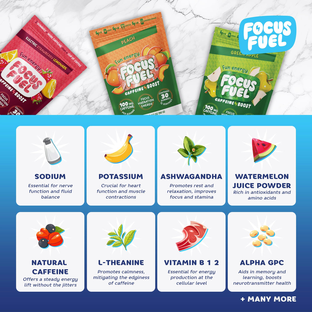 FocusFuel gomitas en mano listas para consumir, beneficio de energía portátil