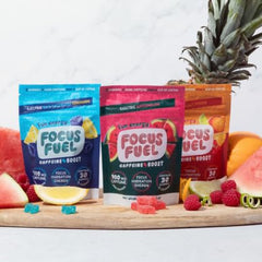 FocusFuel etiqueta de ingredientes resaltando cafeína natural y nootrópicos