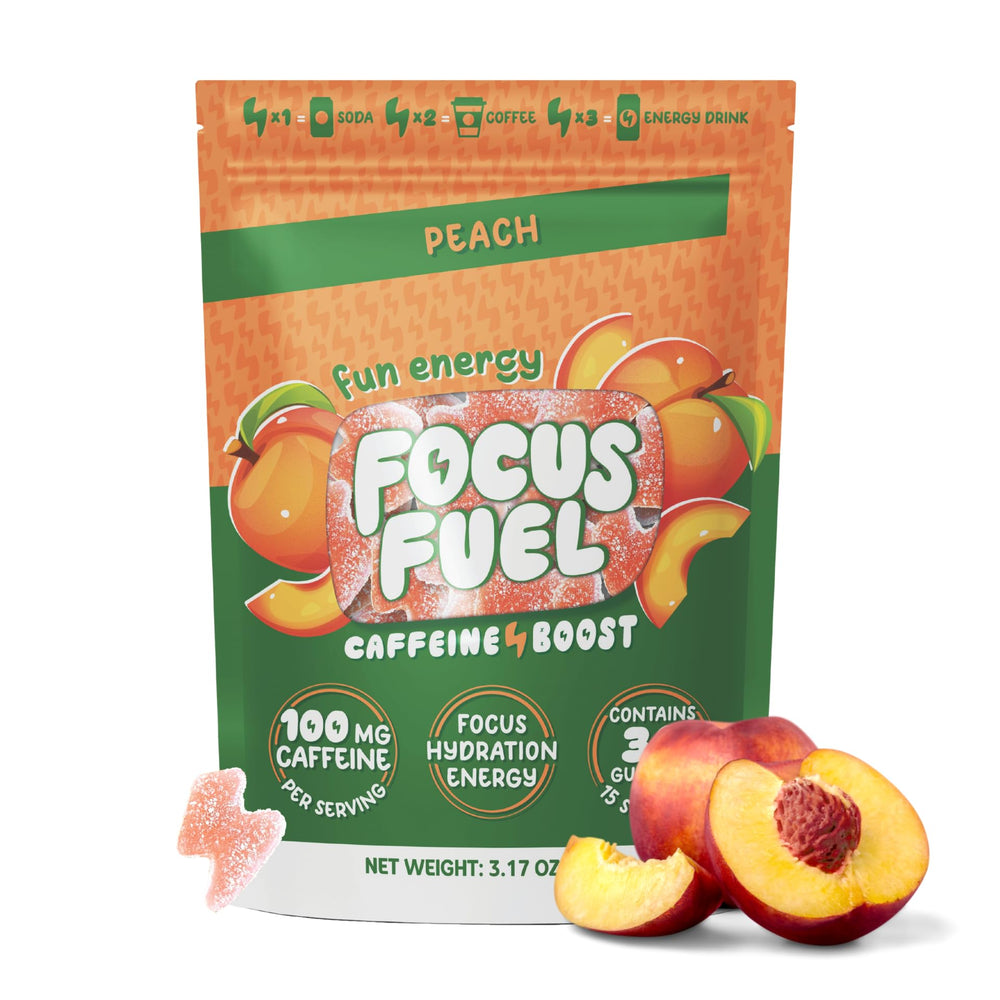 FocusFuel paquete frontal mostrando 15 porciones y beneficio portátil