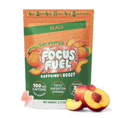 FocusFuel paquete frontal mostrando 15 porciones y beneficio portátil