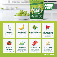 FocusFuel masticable sobre escritorio junto a portátil para concentración