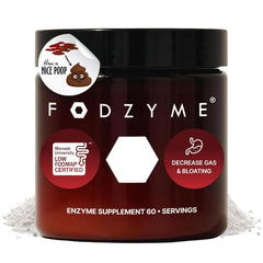 FODZYME envase frontal mostrando 60 dosis y diseño claro