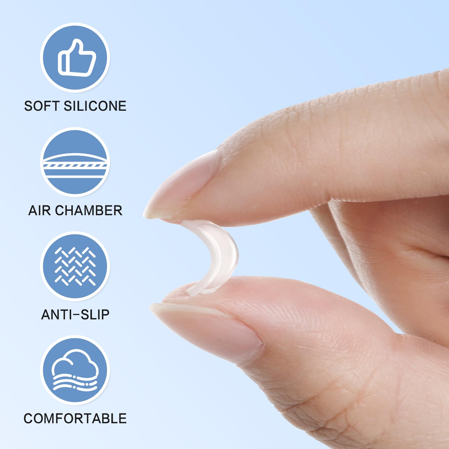 FOFALY textura de silicona acercamiento que demuestra amortiguación y suavidad