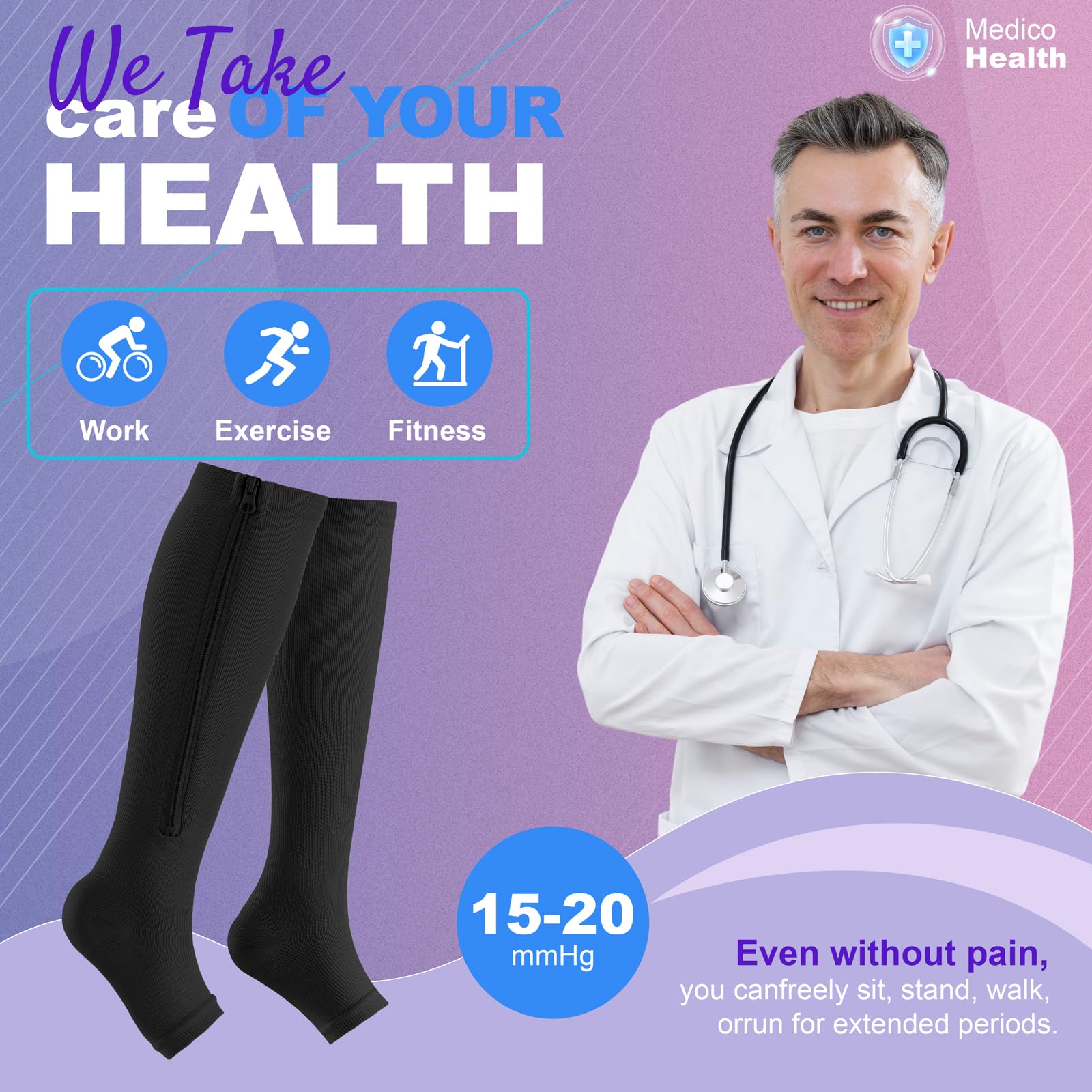 FOFLORA persona caminando con calcetines, soporte cómodo en movimiento