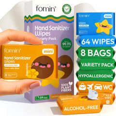 FOMIN pack frontal mostrando 8 bolsitas, portátil y práctico