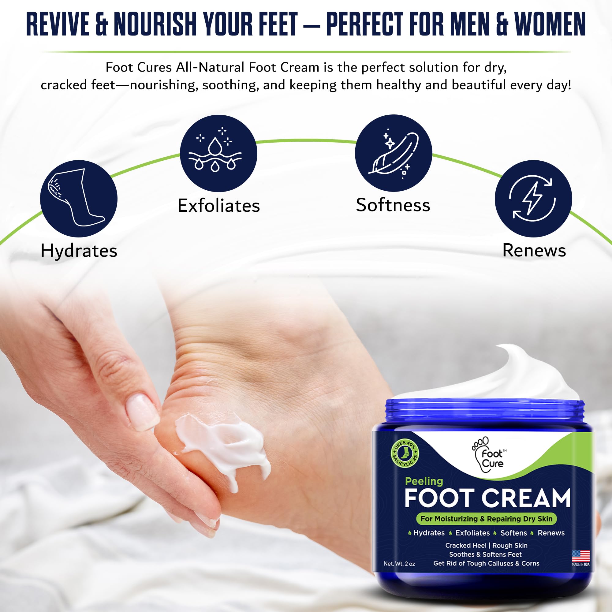 FOOT CURE imagen antes y después que ilustra mejora estética visible